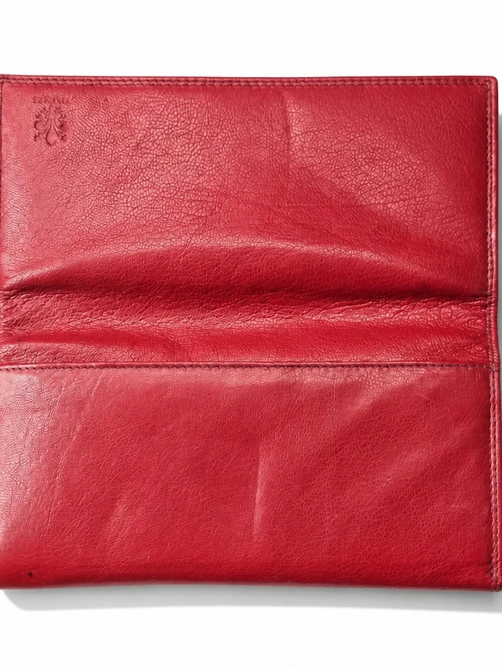 Vera Pelle Red Leather Trifold Wallet